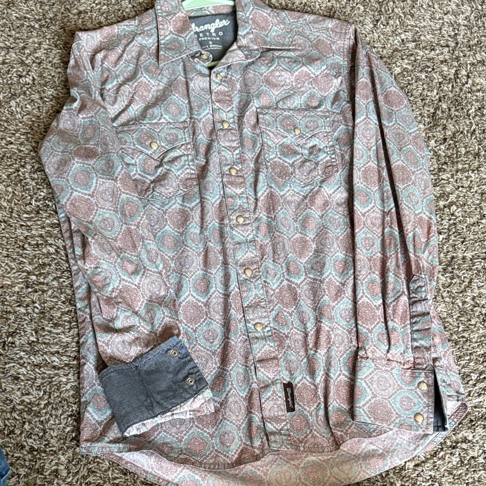 Wrangler Men's Geometric Shirt - Brown and Gray